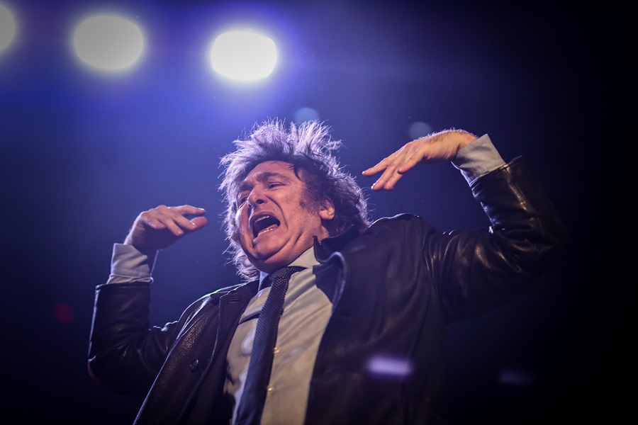 El presidente de Argentina, Javier Milei, durante un acto de campaña en el Movistar Arena de Buenos Aires.EFE/ Juan Ignacio Roncoroni